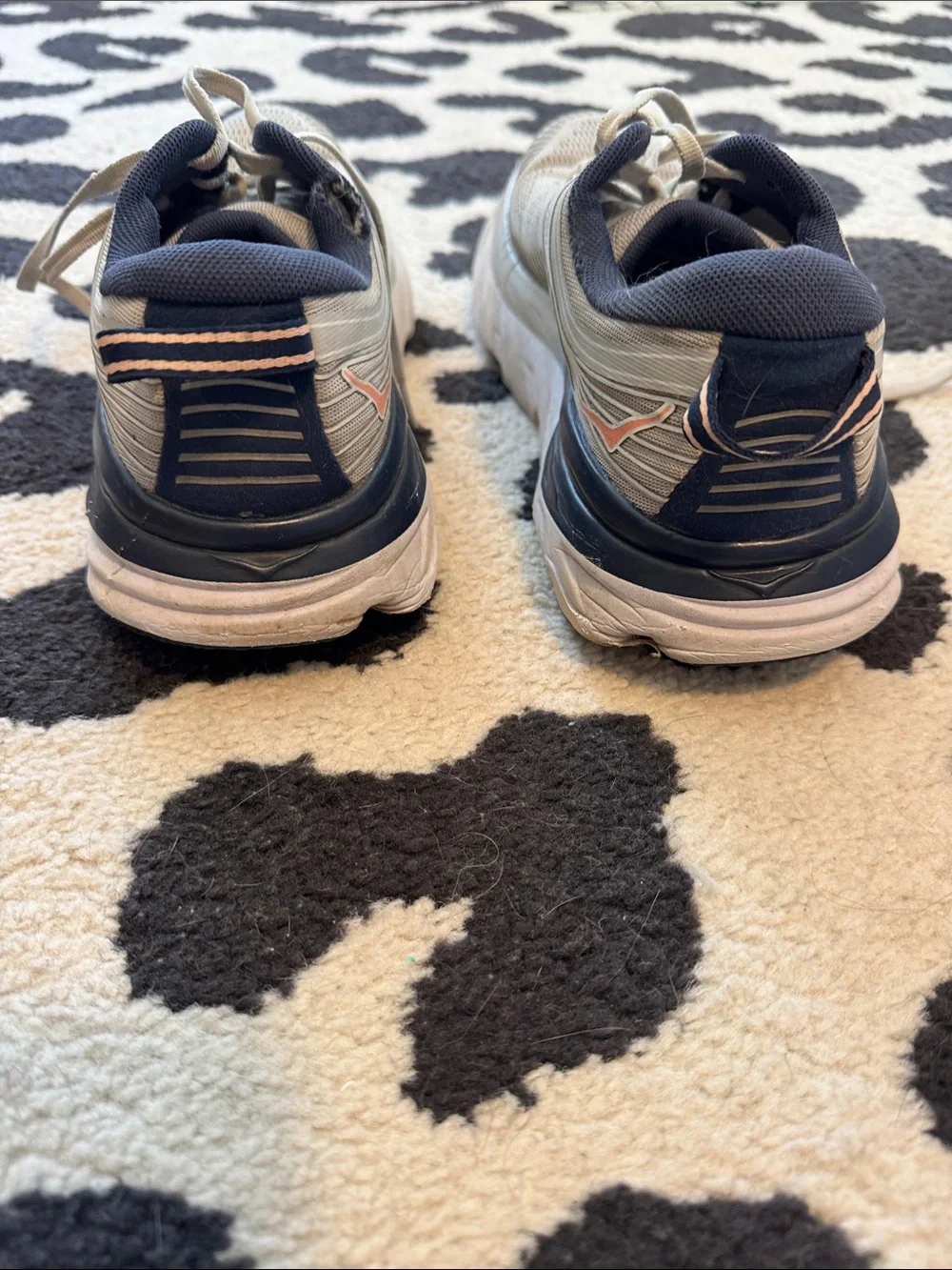 Hoka Bondi 7 running shoe- Gray and Navy with Orange Logo- size 8.5